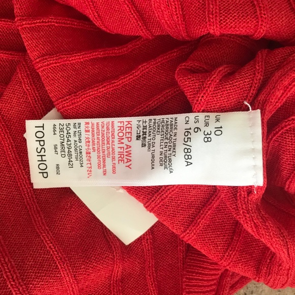 New Topshop Red Double V-Neck Long Sleeve Sweater - Picture 5 of 5